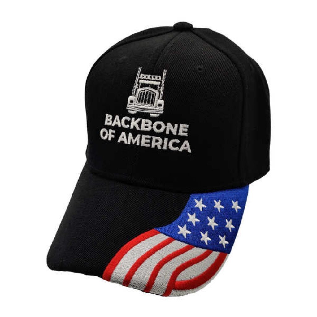 Backbone of America Hat with Custom Embroidered Flag Bill - PatriotDepot.com