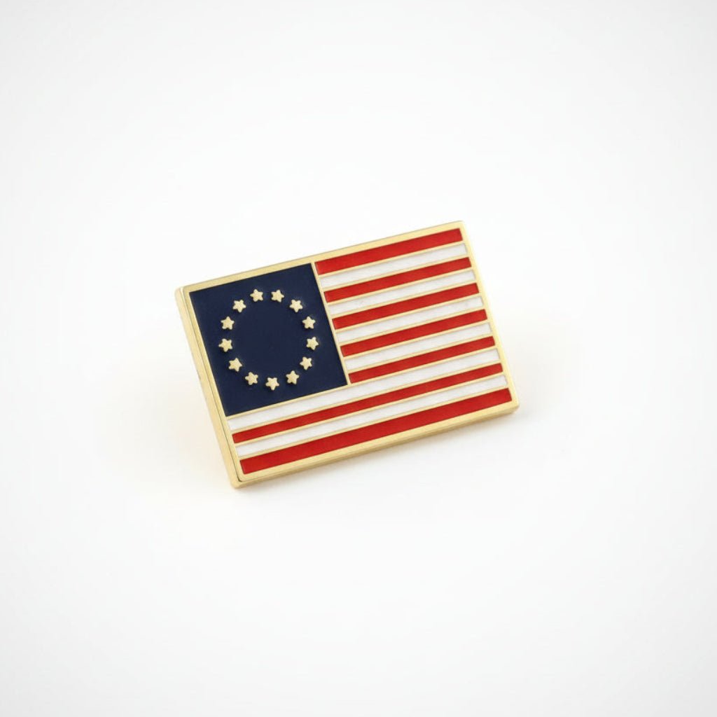 Betsy Ross 13 Star Rectangle Enamel Lapel Pin - PatriotDepot.com