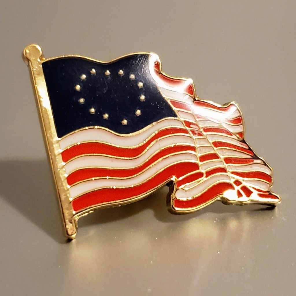 Betsy Ross American Waving Flag Cloisonne Lapel Pin - PatriotDepot.com