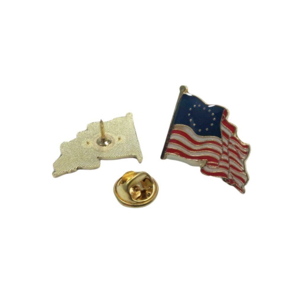 Betsy Ross American Waving Flag Cloisonne Lapel Pin - PatriotDepot.com