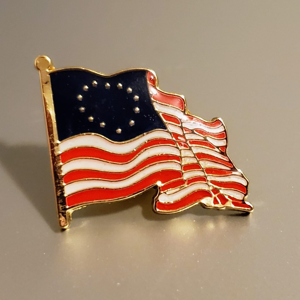 Betsy Ross American Waving Flag Cloisonne Lapel Pin - PatriotDepot.com