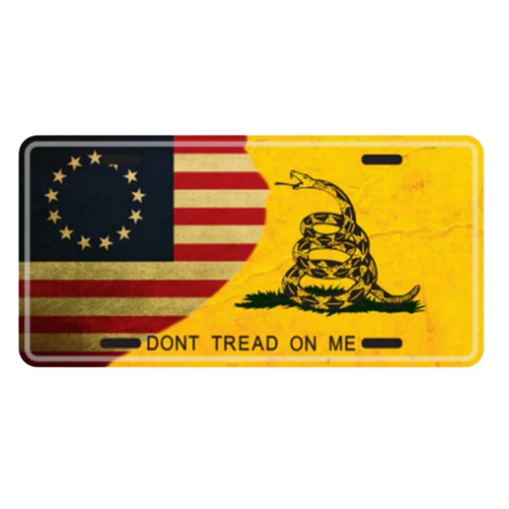 Betsy Ross - Gadsden Don't Tread on Me Embossed License Plate - PatriotDepot.com