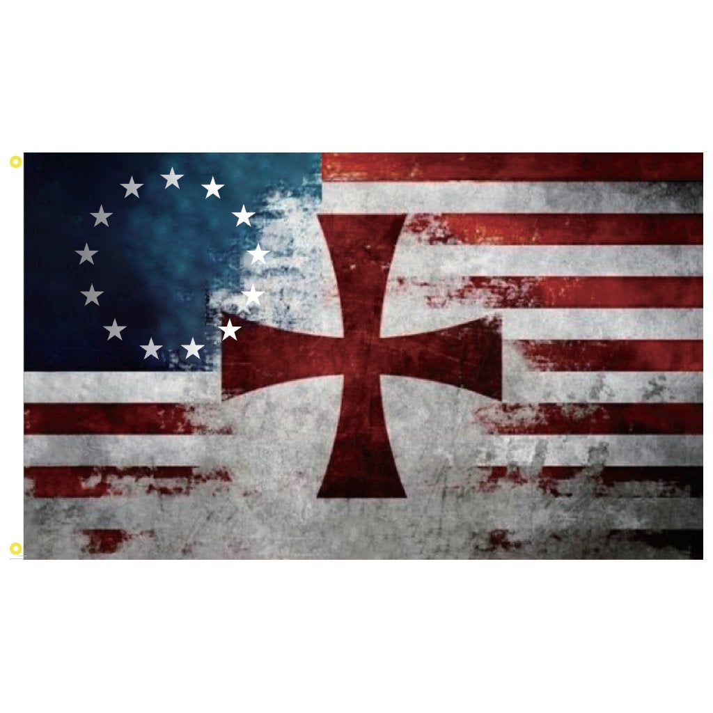 Betsy Ross Knights Templar (Crusader) 3'x5' Flag - PatriotDepot.com