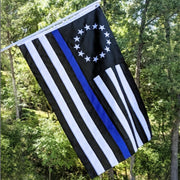 Betsy Ross Thin Blue Line Embroidered 3'X5' Flag - PatriotDepot.com