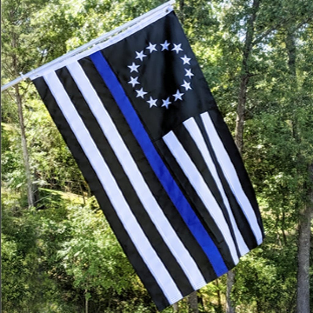 Betsy Ross Thin Blue Line Embroidered 3'X5' Flag - PatriotDepot.com