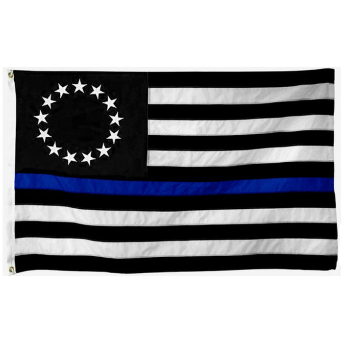 Betsy Ross Thin Blue Line Embroidered 3'X5' Flag