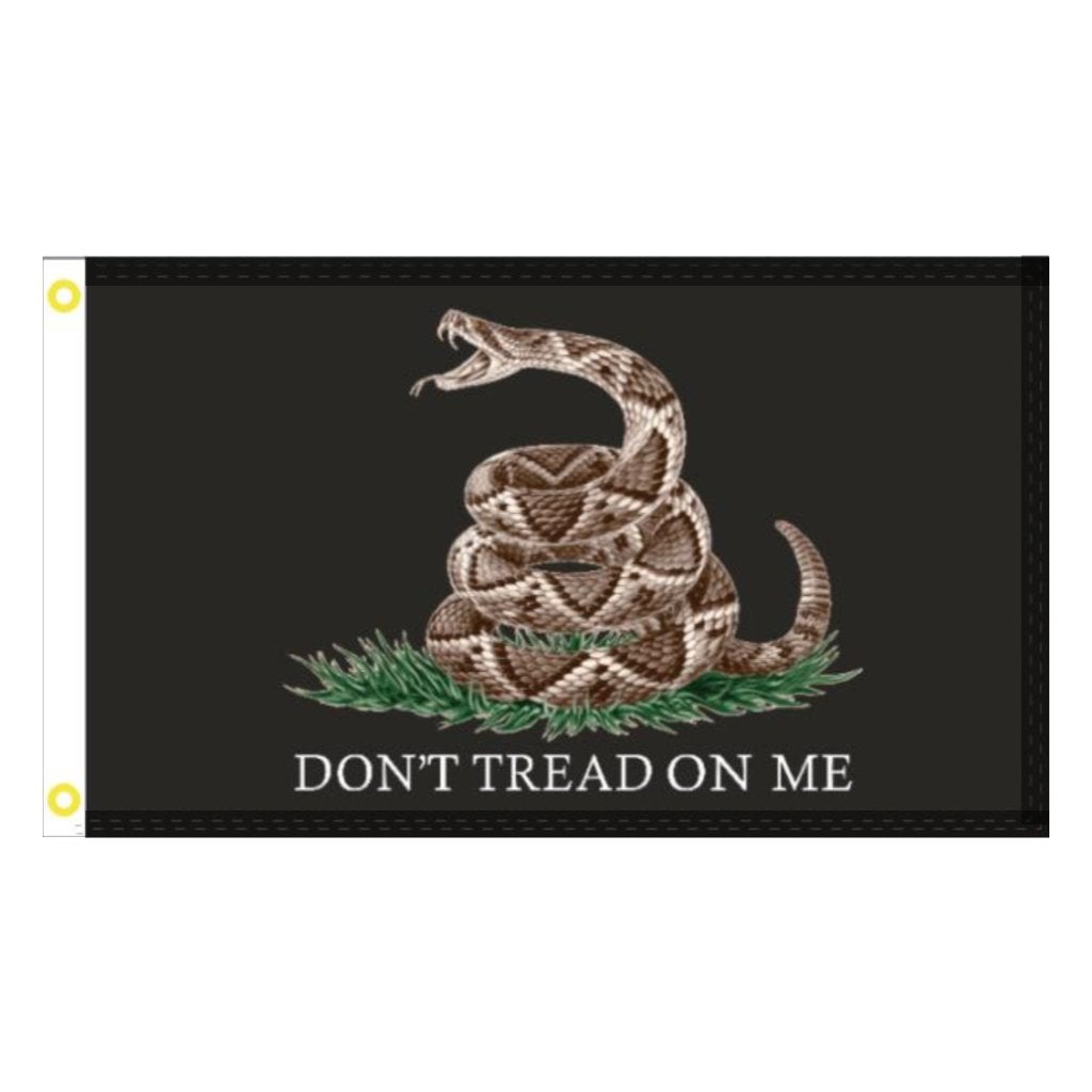 Black Gadsden Don't Tread On Me 3'X5' Flag - PatriotDepot.com