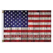 Blessed is the Nation Whose God is the Lord American 3'x5' Flag - PatriotDepot.com