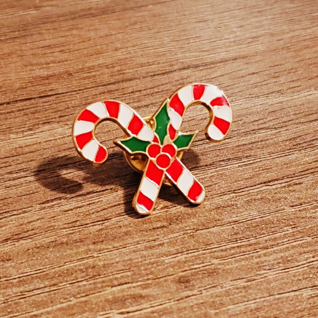 Christimas Candy Cane Enamel Lapel Pin - PatriotDepot.com