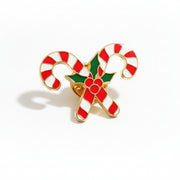 Christimas Candy Cane Enamel Lapel Pin - PatriotDepot.com
