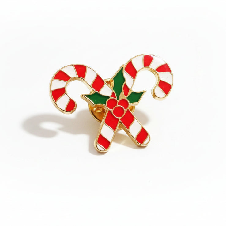 Christimas Candy Cane Enamel Lapel Pin - PatriotDepot.com