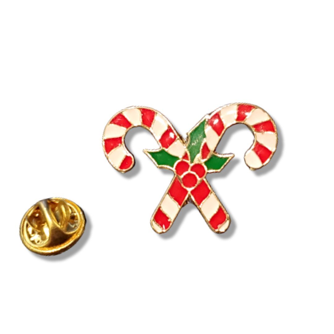 Christimas Candy Cane Enamel Lapel Pin - PatriotDepot.com