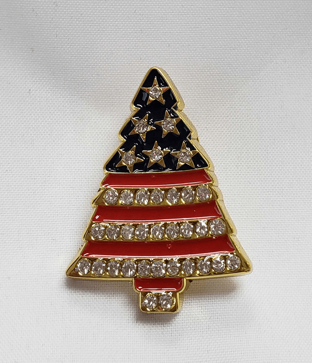 Christmas Tree Pin with Rhinestones Lapel Pin - PatriotDepot.com