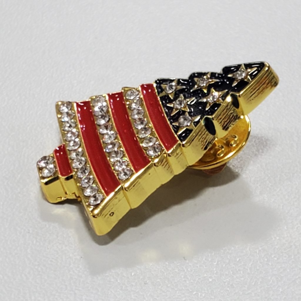 Christmas Tree Pin with Rhinestones Lapel Pin - PatriotDepot.com