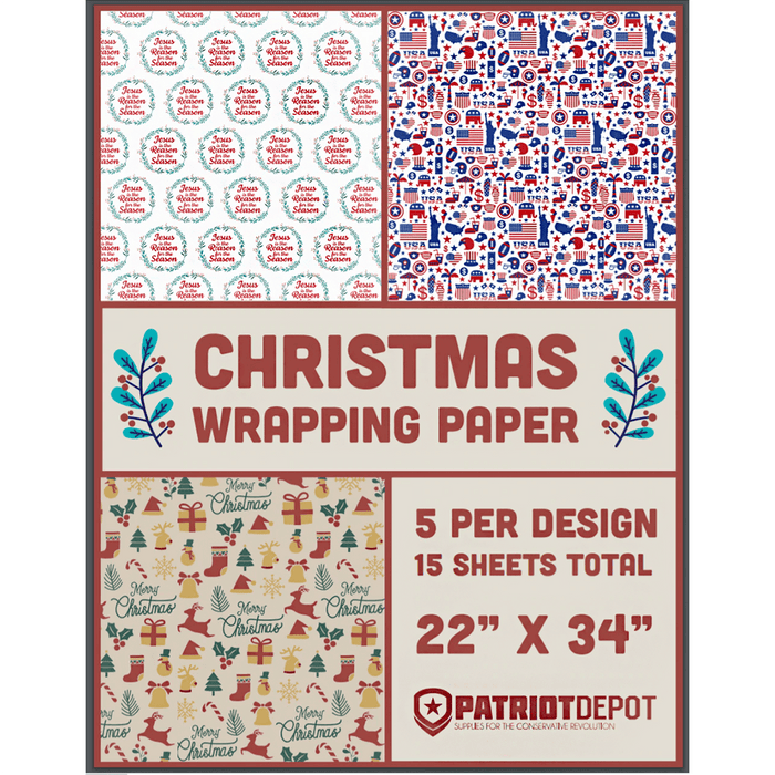 Wrapping Paper  (15-pk, 3 Designs)