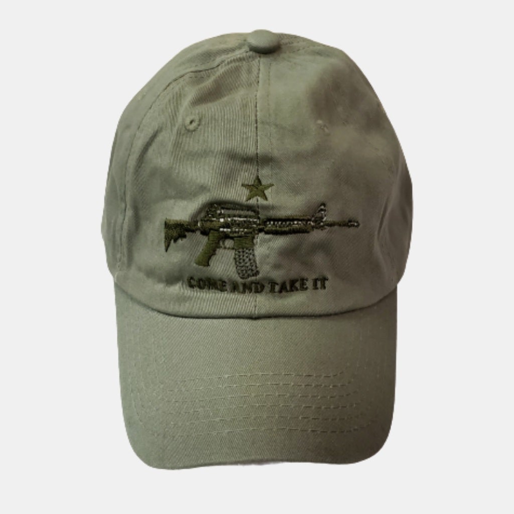 Come and Take It Custom Embroidered Hat (Military Green) - PatriotDepot.com