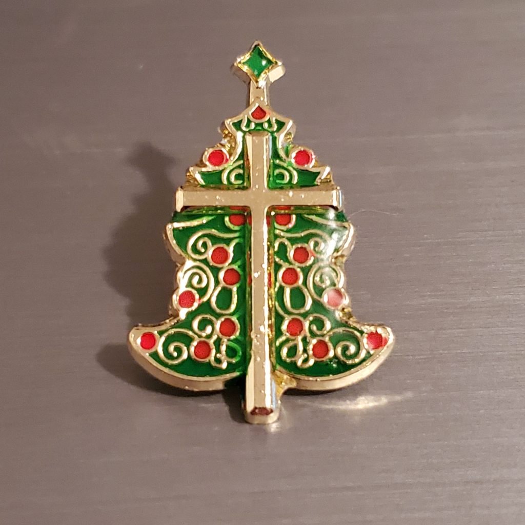 Cross and Christmas Tree Lapel Pin - PatriotDepot.com