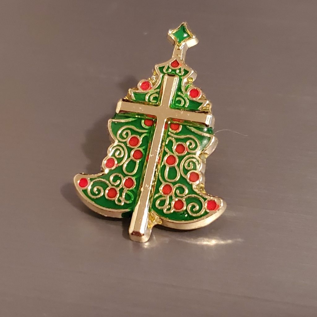Cross and Christmas Tree Lapel Pin - PatriotDepot.com