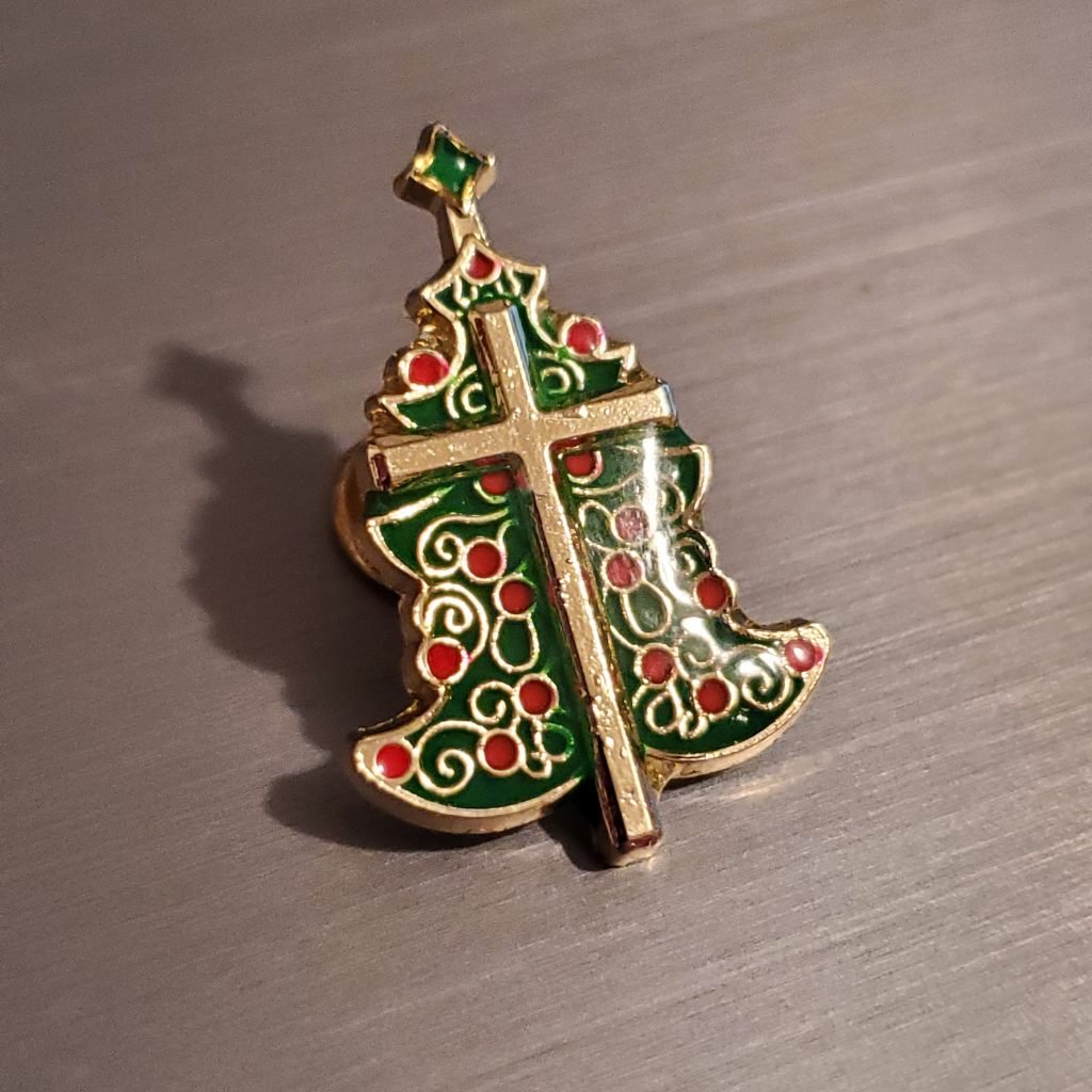 Cross and Christmas Tree Lapel Pin - PatriotDepot.com