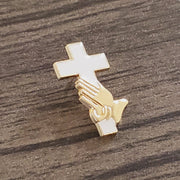 Cross and Praying Hands Lapel Pin - PatriotDepot.com