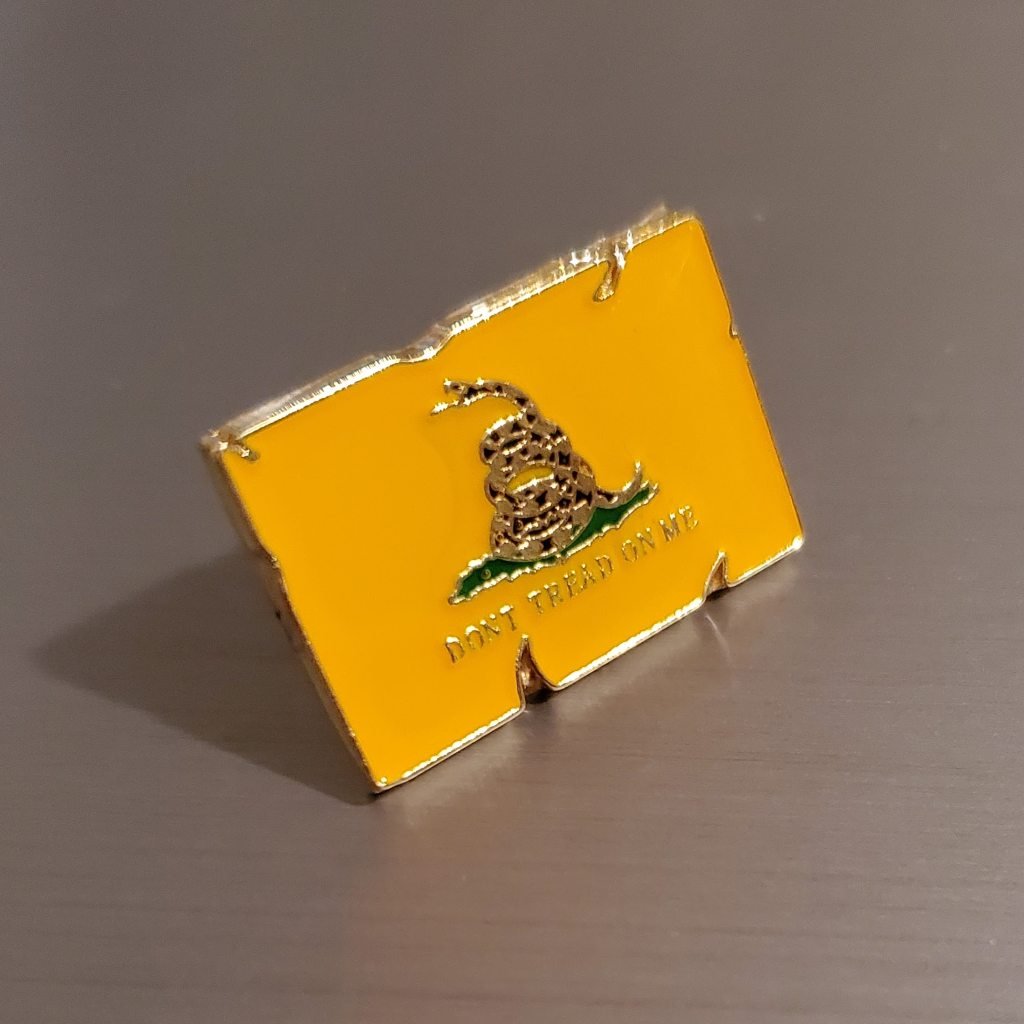 Distressed Don't Tread on Me Gadsden Rattlesnake Lapel Pin - PatriotDepot.com