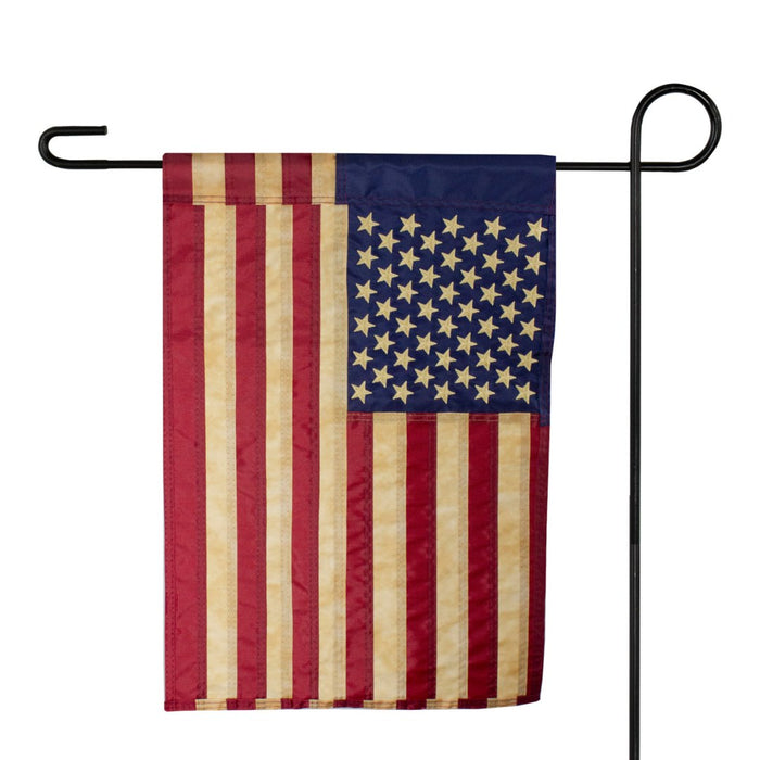Tea Stained American Garden Flag (Embroidered Stars)
