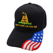 Don't Tread On Me Custom Embroidered Hat w/ Flag Bill - PatriotDepot.com