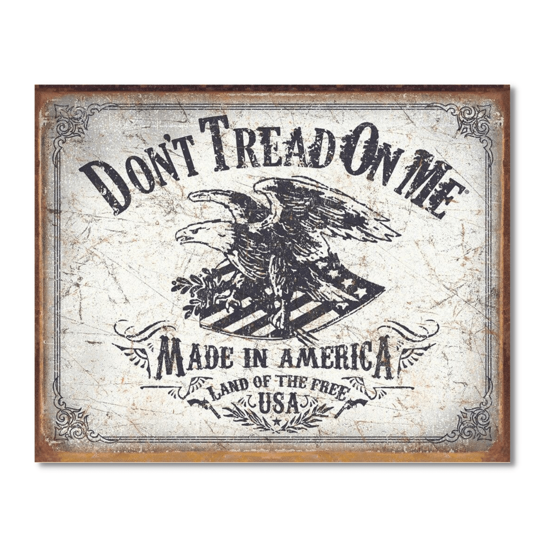 Don't Tread on Me - Land of the Free Tin Sign - PatriotDepot.com