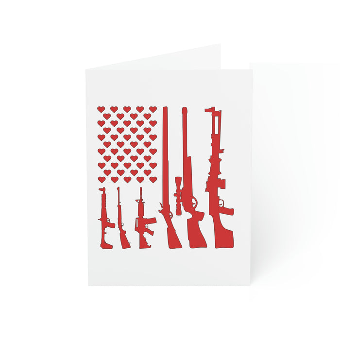 Valentine's Gun Flag Greeting Cards (1, 10, 30, and 50pcs)
