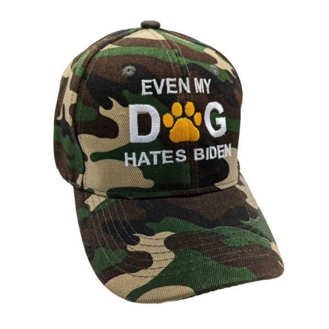 Even My Dog Hates Biden Embroidered Hat (Camo) - PatriotDepot.com