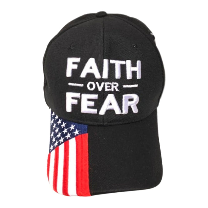 Faith Over Fear Embroidered Hat w/Flag Bill