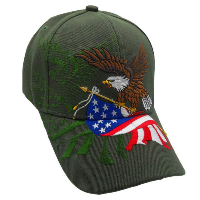 American Flying Eagle Shadow Custom Embroidered Hat (Olive)