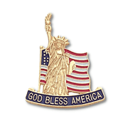 God Bless America American Flag/Statue of Liberty Lapel Pin - PatriotDepot.com
