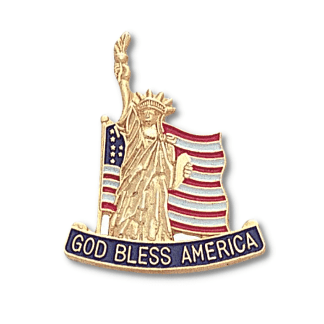 God Bless America American Flag/Statue of Liberty Lapel Pin - PatriotDepot.com