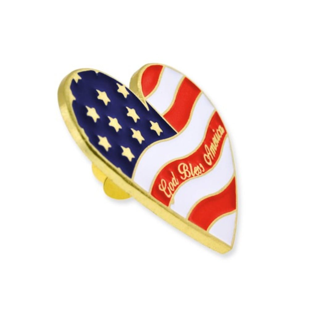 God Bless America Heart - Shaped Gold Plated Flag Pin - PatriotDepot.com