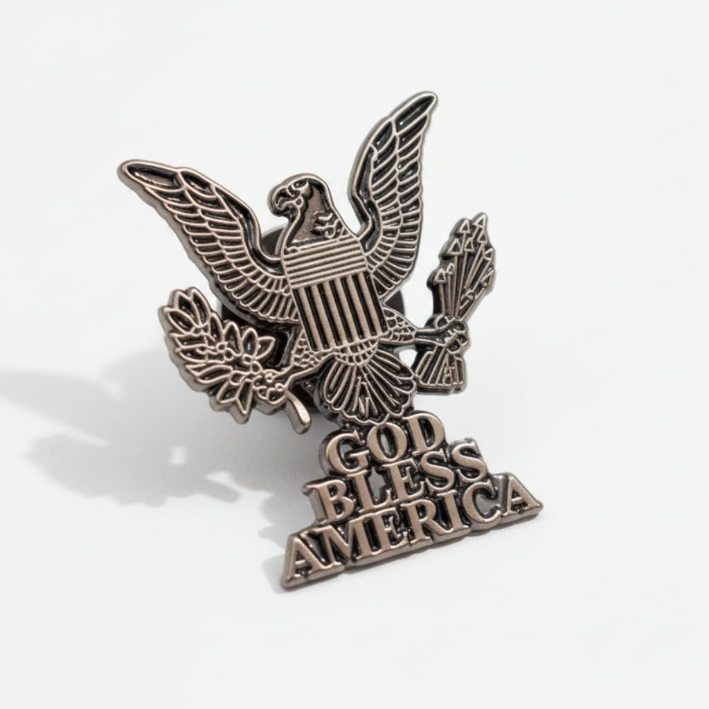 God Bless America Lapel Pin (Antique Silver Plated) - PatriotDepot.com