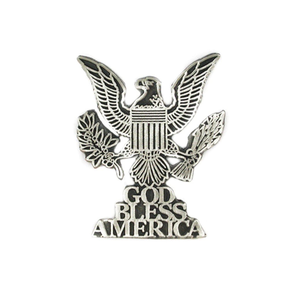 God Bless America Lapel Pin (Antique Silver Plated) - PatriotDepot.com