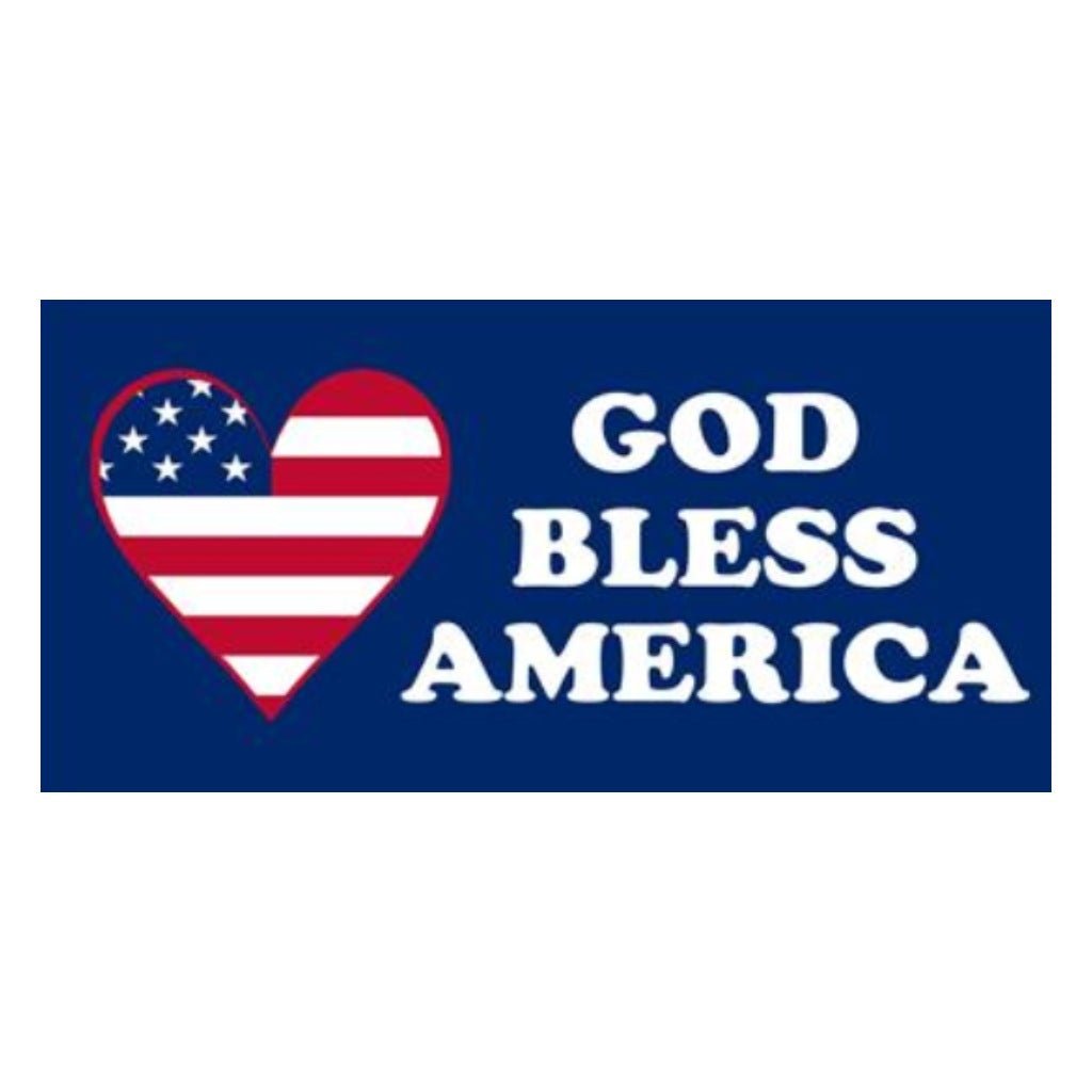 God Bless America Patriotic Heart Weatherproof Bumper Sticker - PatriotDepot.com