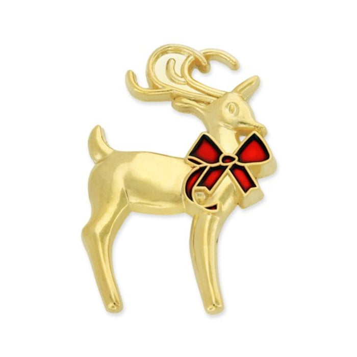 3D Pewter Reindeer Lapel Pin (Plated in Gold)