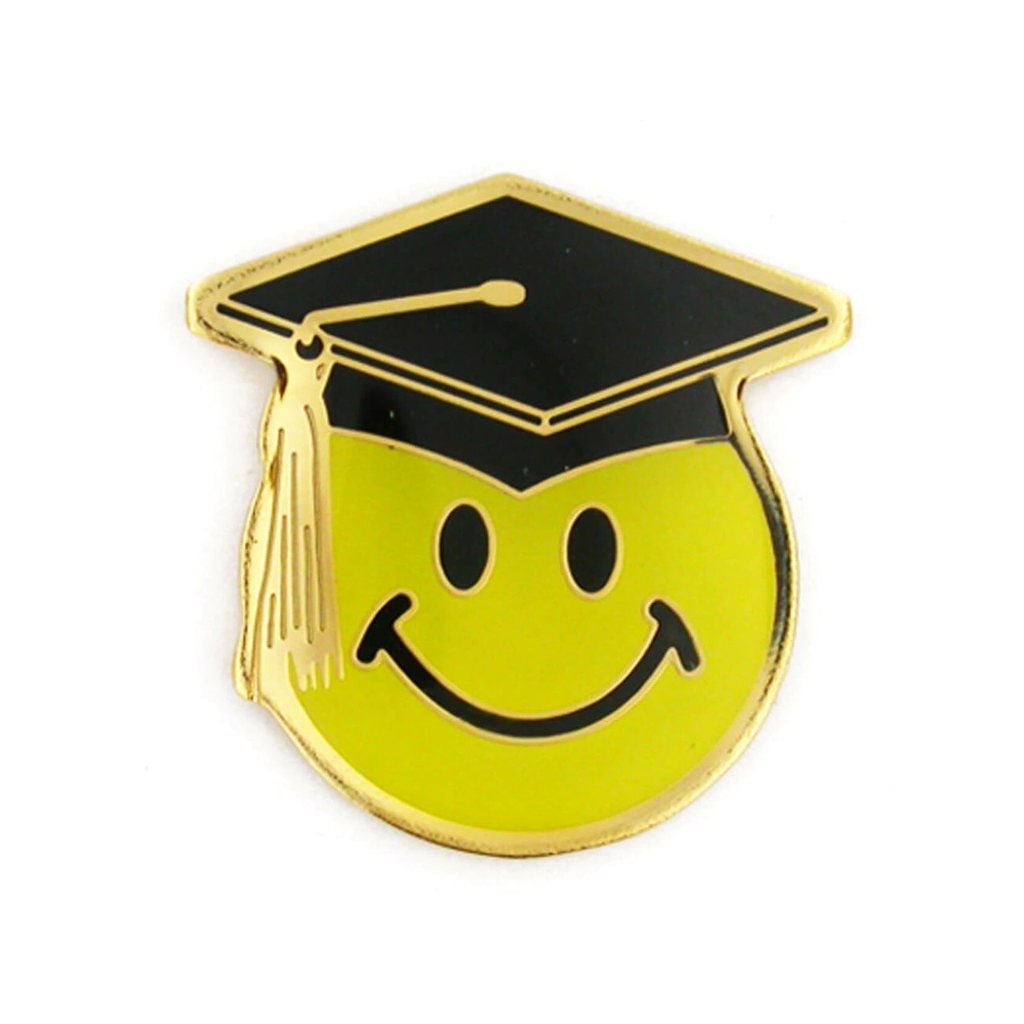 Happy Graduation Smiley Enamel Lapel Pin - PatriotDepot.com