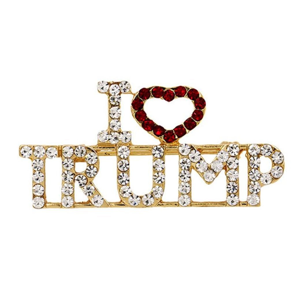 I Love Trump Rhinestone Brooch - PatriotDepot.com