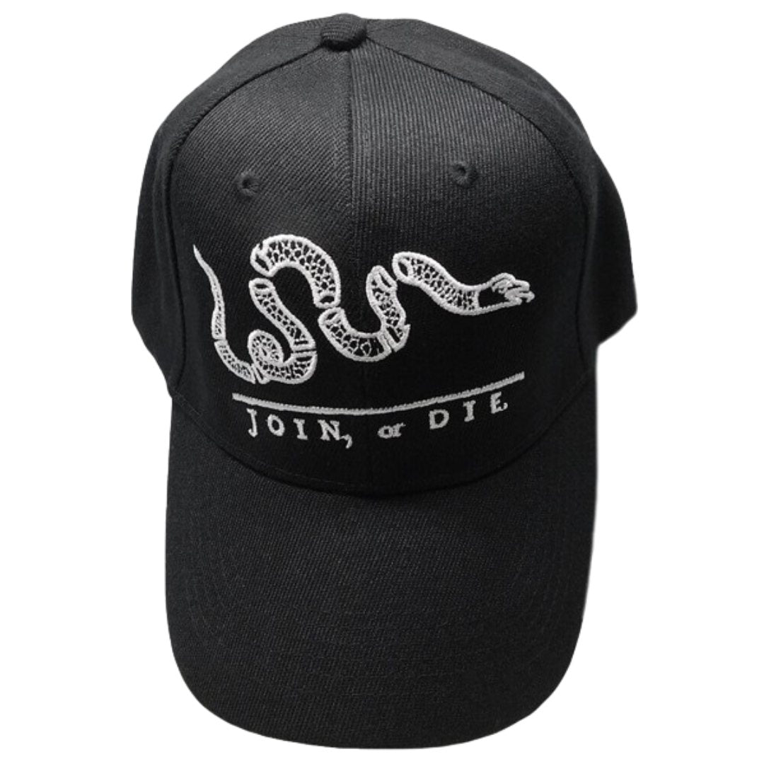Join or Die Custom Embroiderd Hat (Black) - PatriotDepot.com