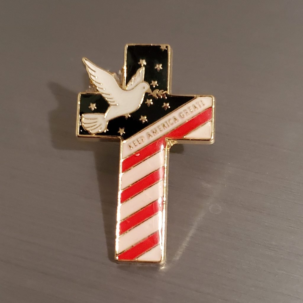 Keep America Great Cross & Dove Patriotic Lapel Pin (gold plated) - PatriotDepot.com