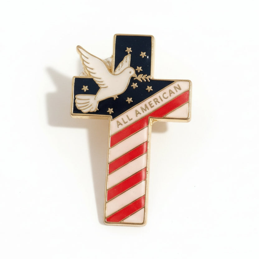 Keep America Great Cross & Dove Patriotic Lapel Pin (gold plated) - PatriotDepot.com