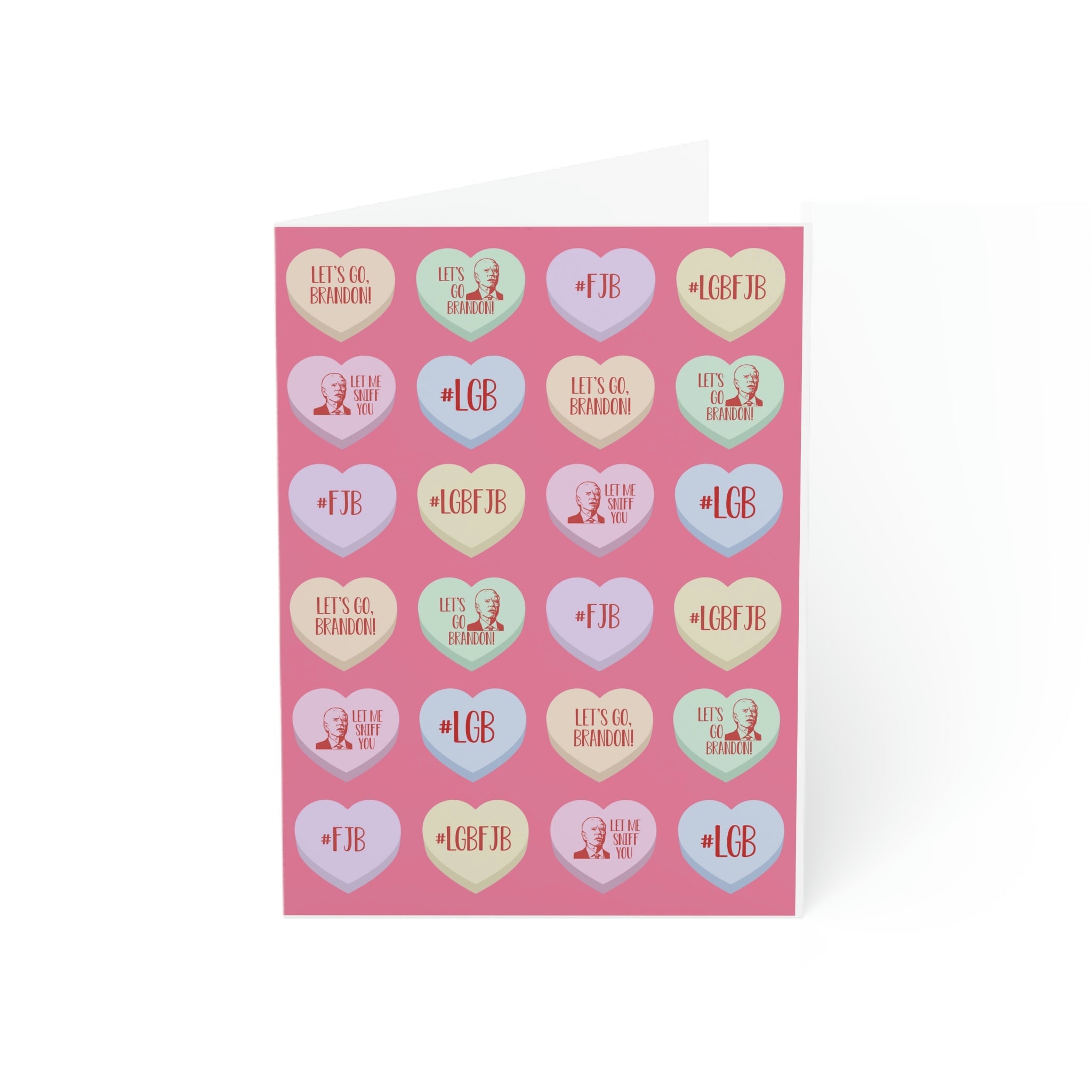 Let's Go Brandon Candy Hearts Valentine Folded Greeting Card (1, 10, 30, and 50pcs) - PatriotDepot.com