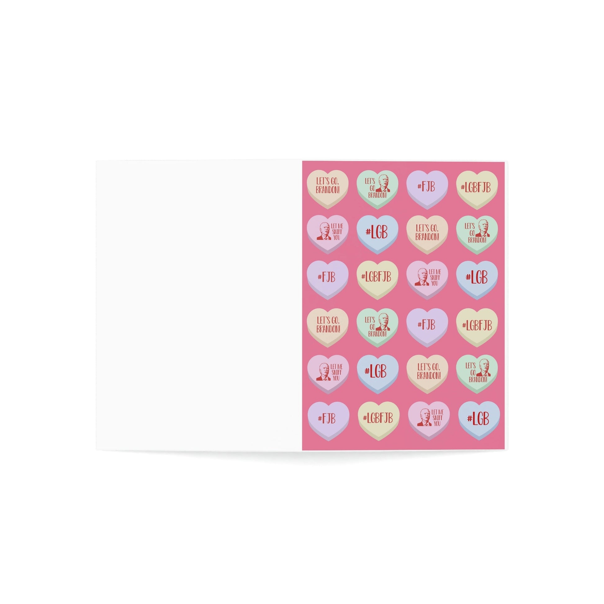 Let's Go Brandon Candy Hearts Valentine Folded Greeting Card (1, 10, 30, and 50pcs) - PatriotDepot.com