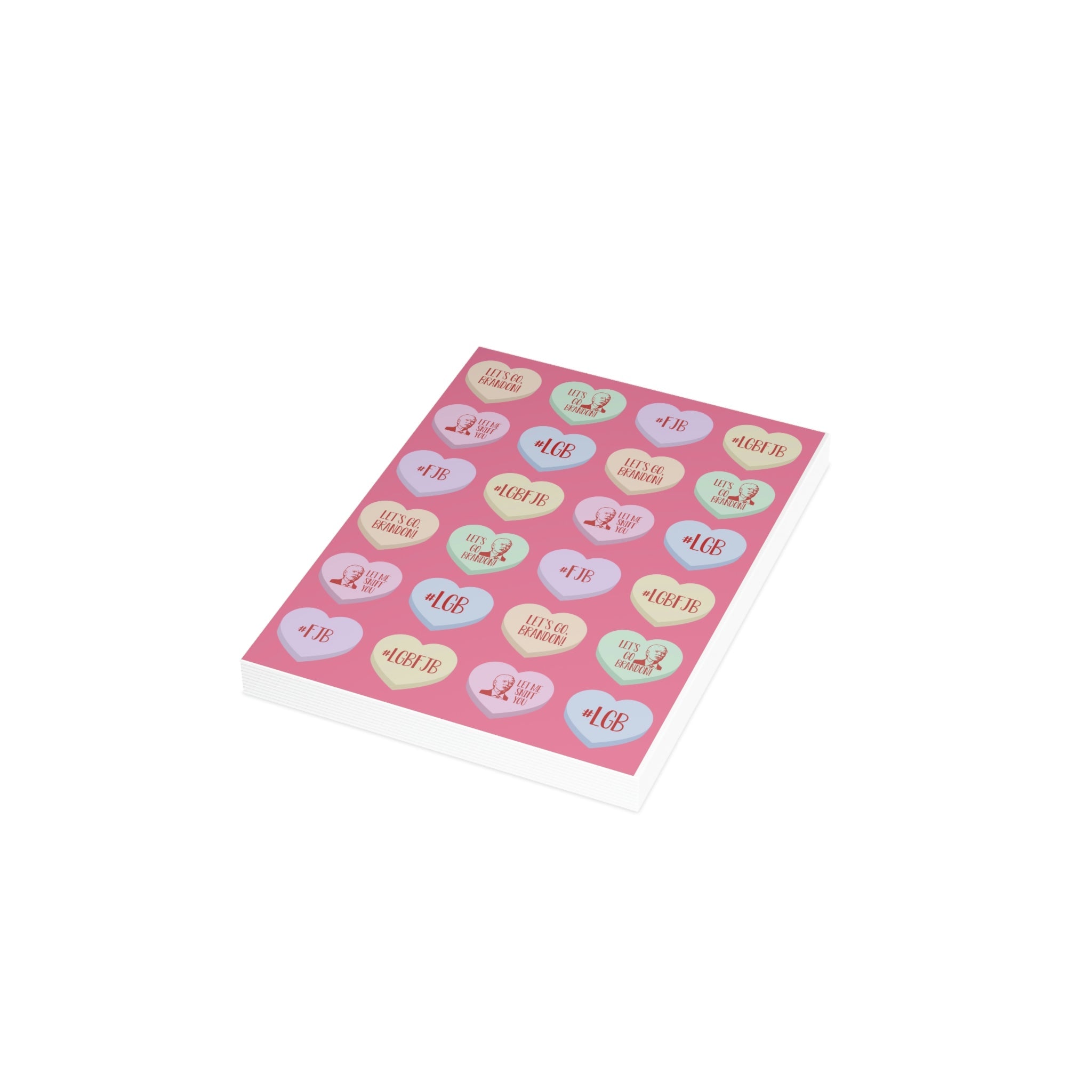 Let's Go Brandon Candy Hearts Valentine Folded Greeting Card (1, 10, 30, and 50pcs) - PatriotDepot.com