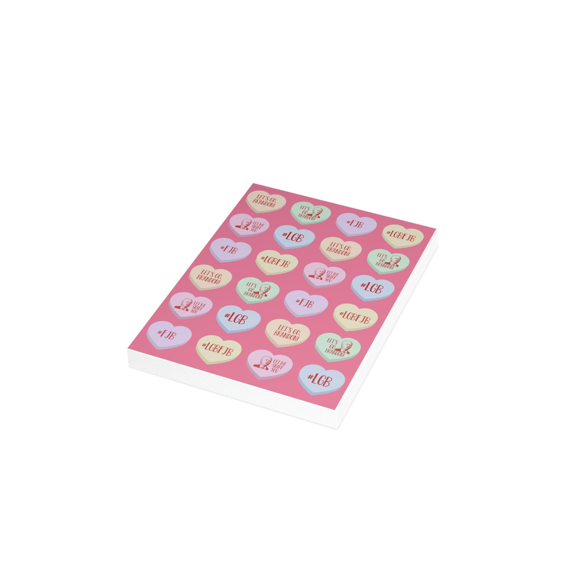 Let's Go Brandon Candy Hearts Valentine Folded Greeting Card (1, 10, 30, and 50pcs) - PatriotDepot.com