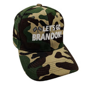 Let's Go Brandon (Checkered Flag) Custom Embroidered Hat (Camo) - PatriotDepot.com