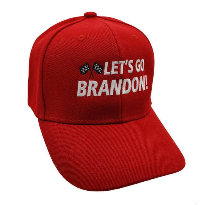 Let's Go Brandon (Checkered Flag) Custom Embroidered Hats (Red)